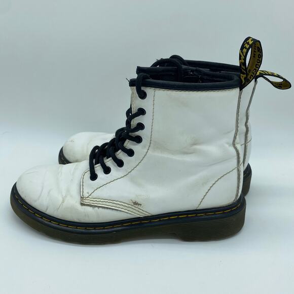 Dr. Martens White Combat Moto Zip-Up Boots Biker Leather Kid's Girl's size 3 - Picture 3 of 8